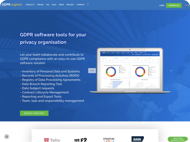 GDPR Register  - Website Landing page design
